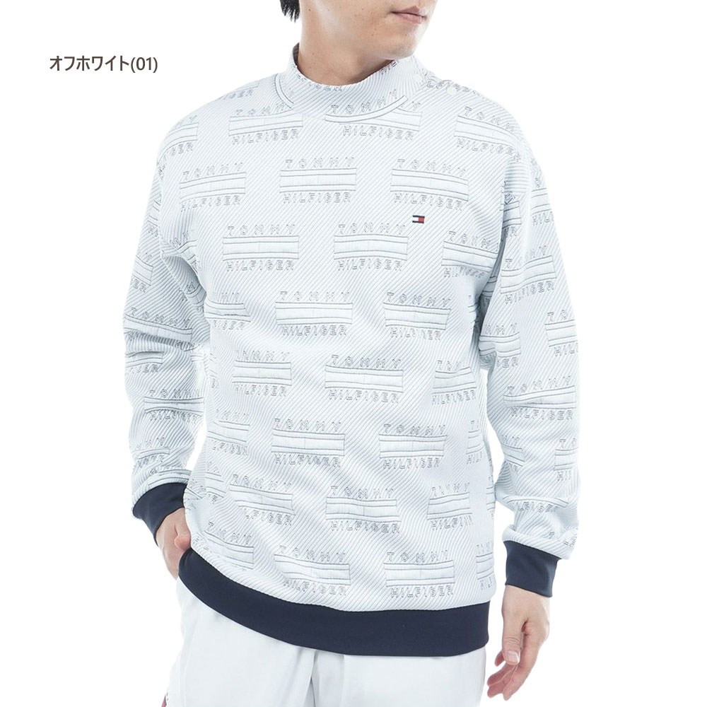 【P3倍】トミーヒルフィガー ゴルフウェア ジャガードキルト モックネックスウェット thma575 【M/L寸：メンズ】TOMMY HILFIGER ゴルフウエア トレーナー メンズ【2025秋冬】