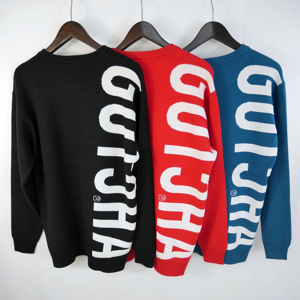 【P5倍】ガッチャゴルフ ゴルフウェア 静電気防止ウォッシャブル縦ロゴクルーニット 253gg1400 【M/L/XL寸：メンズ】GOTCHA GOLF ゴルフウエア セーター メンズ【2025秋冬】【期間限定クーポン】【メール便】