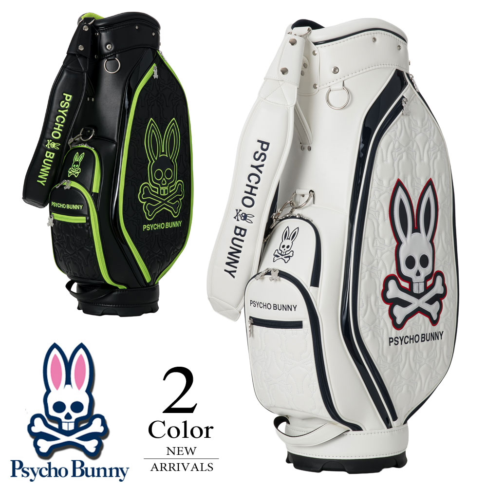 ※ メーカー希望小売価格はメーカー商品タグに基づいて掲載していますPsycho Bunny はROBERT GODLEY（ロバート・ゴットレー氏）が2006 年に立ち上げたブランド。 アメリカン・トラッドを独自の感性でアレンジした「サイコバニー」シリーズがニューヨークを中心に大きな反響を呼び、 その後、アパレルラインもスタート。トラッドやプレッピーなベーシックなテイストにウサギ＆ドクロをモチーフにした シニカルなロゴを絶妙にマッチさせたニューヨークスタイルのデザインが、「サイコバニー」の認知度と人気を定着させた。 　商品のイチオシポイント！ ★ 左右非対称デザイン。立体感のあるキルティング加工を施したキャディバッグ。キルティングの上にグラフィックを配置し、感度高いデザインに仕上げています。 ★ 安定感のあるフォルムで、収納力と取り扱いやすさを両立。 ★ ゴルフシーンにおいて存在感を持つモデル。 　店長からのおすすめコメント 　 ★　人気のゴルフウェア ★　スポーティーで機能的なデザイン！ ★　新品 　商品詳細 　ブランド名 Psycho Bunny　(サイコバニー） 　商品名 カート キャディバッグ SEASONAL EDITION 　素　材 合成皮革(PU) Size: 口枠: 9型 5分割, 暫定重量4.0kg, 46インチ対応 ※ネームプレートは付属しません ※フードカバーについて、ヤマニのキャディバッグは本体の前部大きく膨らんだ部分の内部にダンボールで包んで収納してあります。 　メーカー　希望小売価格 56,000円 〔+税〕 　備　考 ★実店舗にて、同時販売につきごくまれに在庫切れになる時がございます。 ※商品画像をクリックすると大きな画像が表示されます。 ※メーカー希望小売価格はメーカー商品タグに基づいて掲載しています 　商品画像について 当店内のすべての画像はデジタルカメラによるものです。お客様のパソコン設定（OS・モニタ）や天候によって、商品の色や素材感が異なって見える場合がございます。
