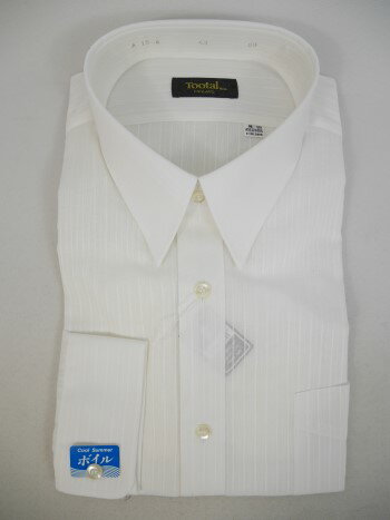 【期間限定クーポン配布中】【メール便・ゆうパケット】▼長袖シャツ〔無地ストライプ〕ホワイト 【42-80:メンズ】Tootal トータルbyアイボリー シャツ ...