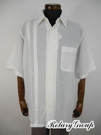 ▼半袖シャツ〔テープデザイン〕ホワイト(A14) 【48(L寸)/レギュラーサイズ:メンズ】ろうたりー Rotary カジュアルウェア シャツ メンズ【80%O...