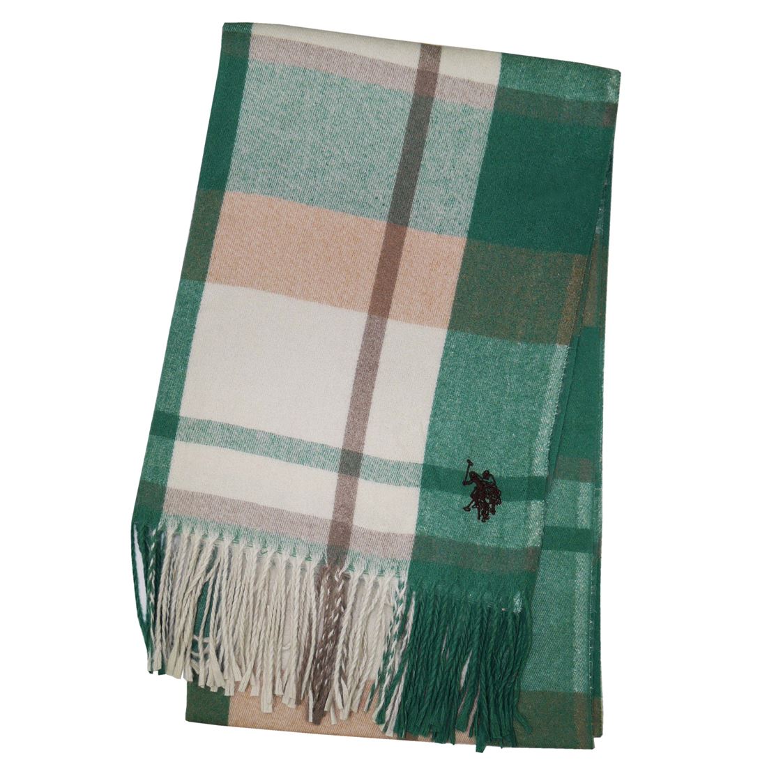 U.S. POLO ASSN.(ユーエス ポロ アッスン) ストール uspa_2013_66248 GREEN CHECK 刺繍カラーBROWN プレゼント ギフト 就職祝い 入学祝い 卒業記念 新生活 昇進祝い 入学式 卒業式 成人式 お祝い クリスマス