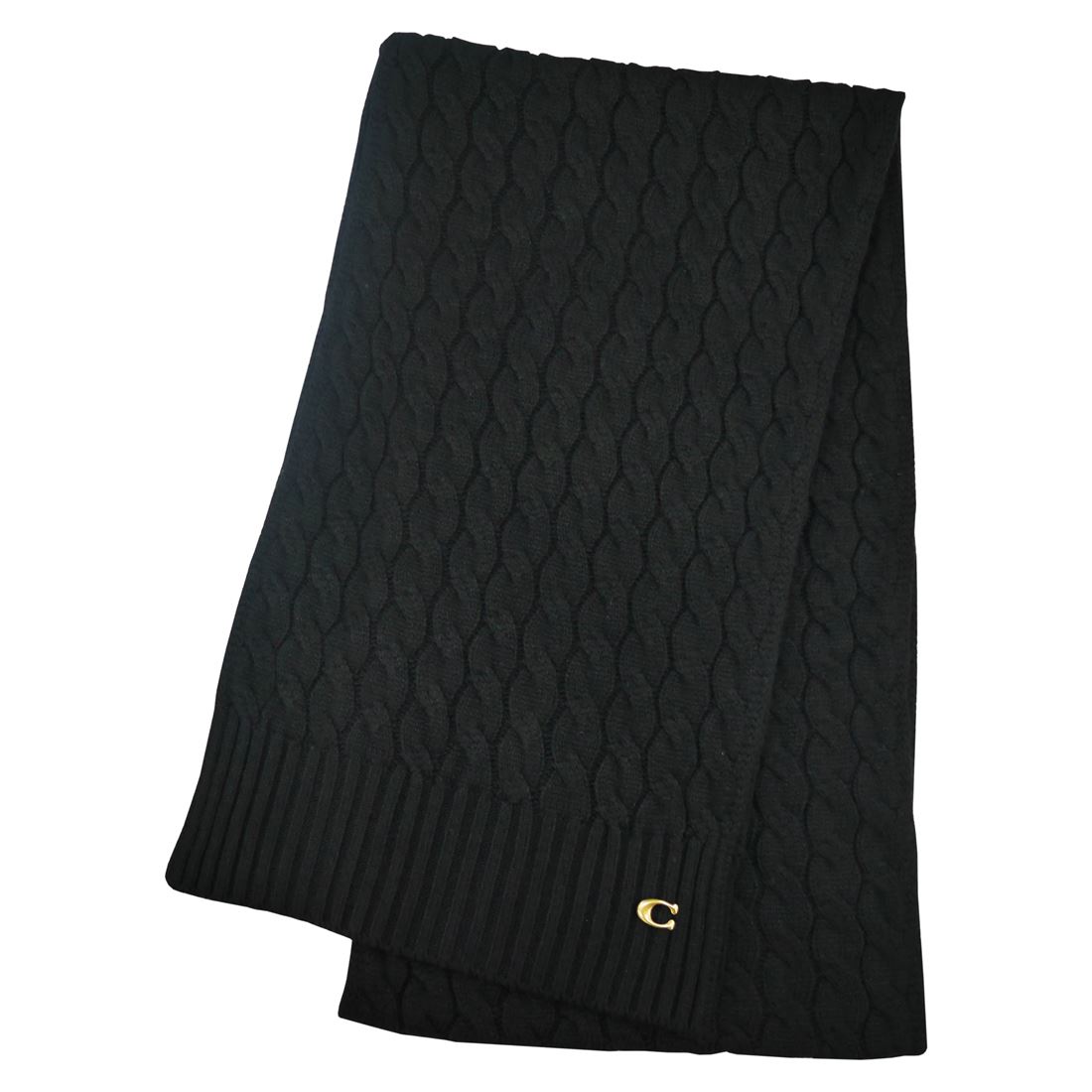 COACH マフラー CABLE KNIT SCARF CO100294-001 BLACK レディース メンズ 女性用 男性用