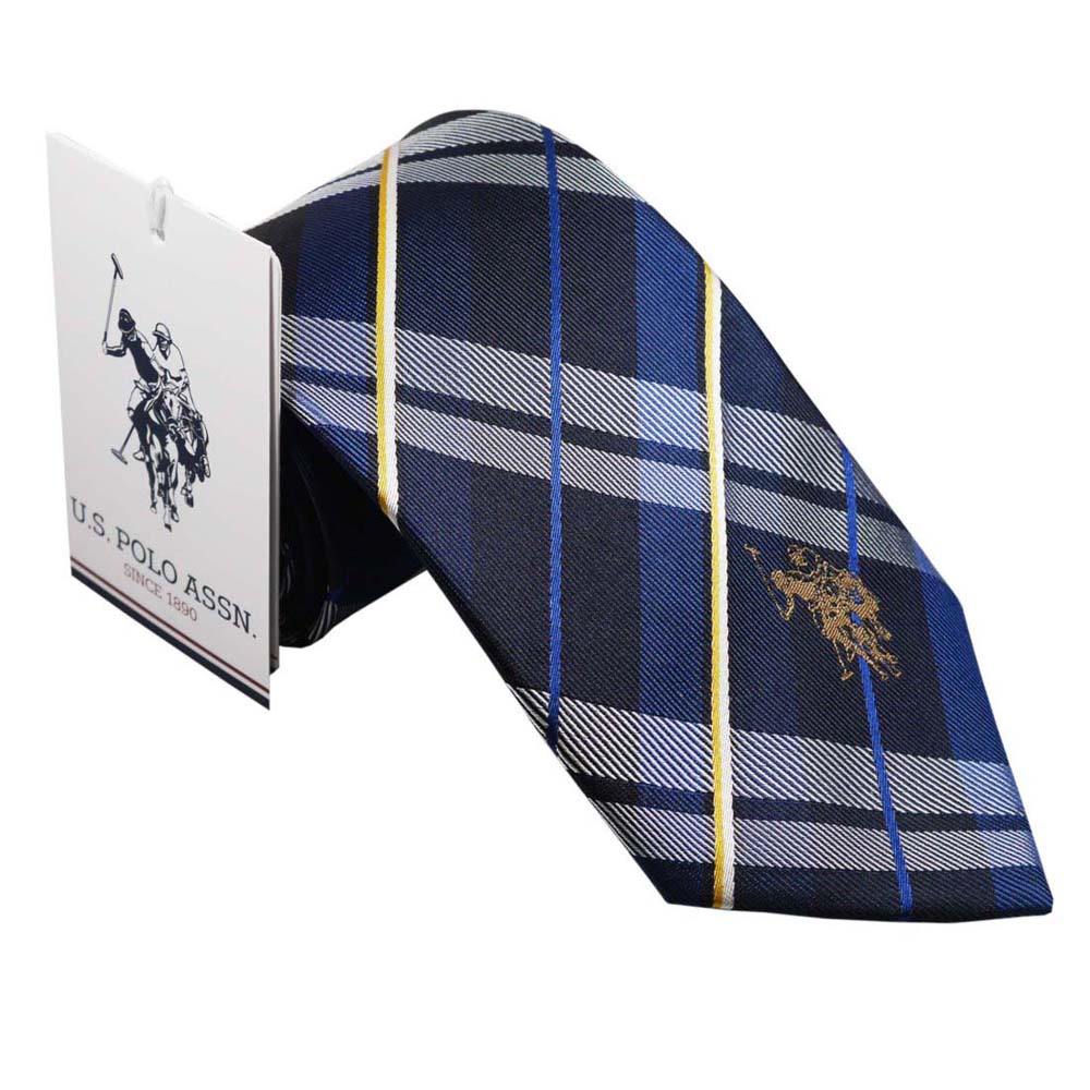 U.S. POLO ASSN.(ユーエス ポロ アッスン) ネクタイ(先幅:約8cm) 2021AW USPA-55 NAVY/BEIGE 143247 ネイビーブルー/ベージュチェック柄