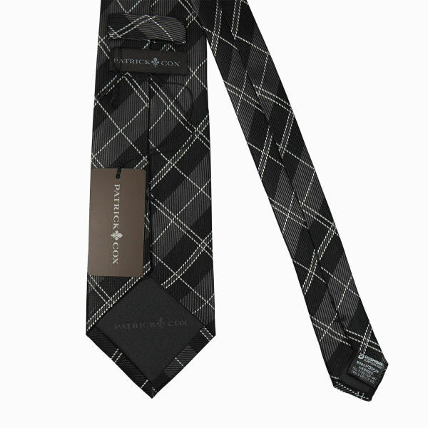 パトリックコックス ネクタイ 先幅約8.5cm PC-018-BLACK ブラック チェック柄 黒 PATRICK COX 人気 ブランド おしゃれ おすすめ 贈り物 成人式 就職祝い 入学祝い 卒業祝い 新生活 昇進祝い バレンタイン 父の日 クリスマス