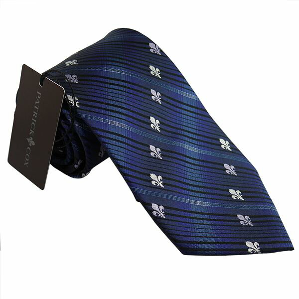 パトリックコックス ネクタイ 先幅約8.5cm PC-008-NAVY ネイビーブルー 紺色 ストライプ PATRICK COX 人気 ブランド おしゃれ おすすめ 贈り物 成人式 就職祝い 入学祝い 卒業祝い 新生活 昇進祝い バレンタイン 父の日 クリスマス