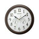 RHYTHM クオーツ壁掛け時計 オルロージュインフォートM37 8MGA37SR06 連続秒針 温度 湿度 茶メタリック 白 アナログ リズム時計工業 贈り物...