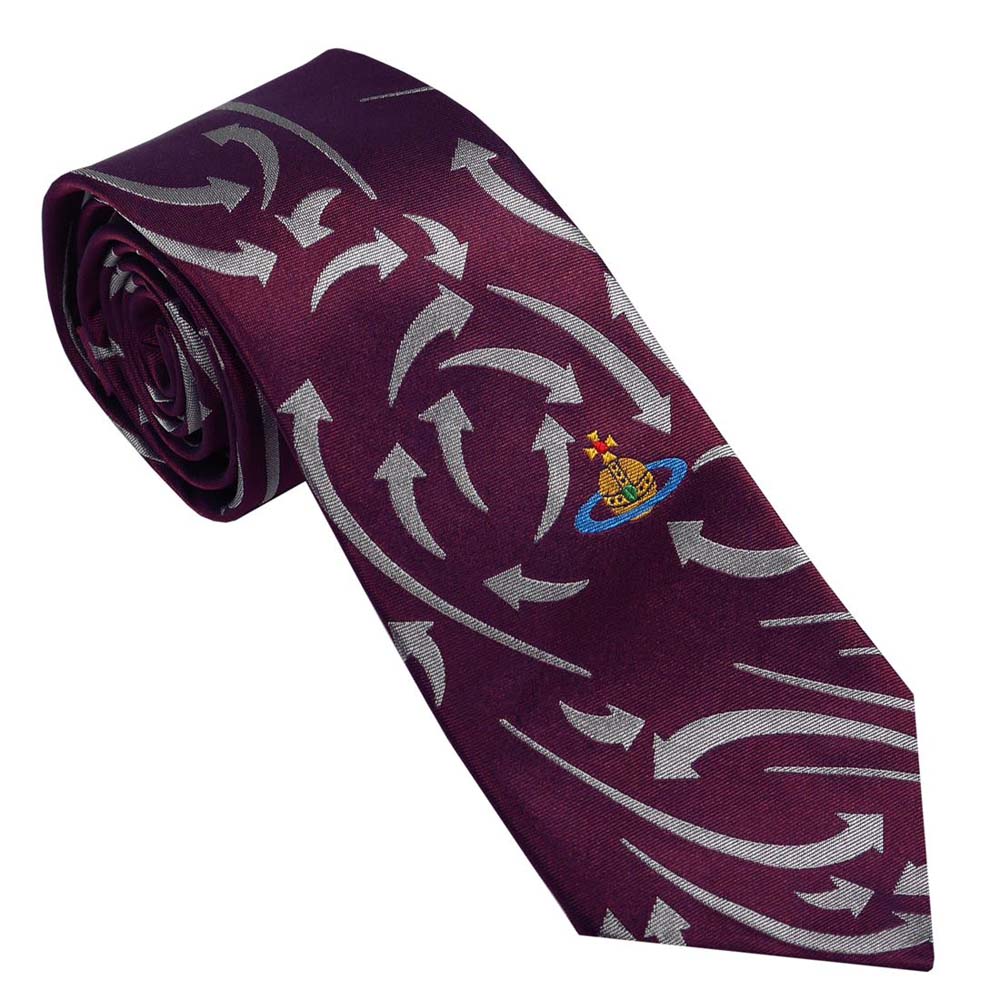 ヴィヴィアンウエストウッド　ネクタイ S81050001 W00CB I409-WINE 約7cm スリム 矢印 人気 高級 ブランド 男性用 メンズ おしゃれ 成人式 就職祝い 父の日 バレンタイン クリスマス