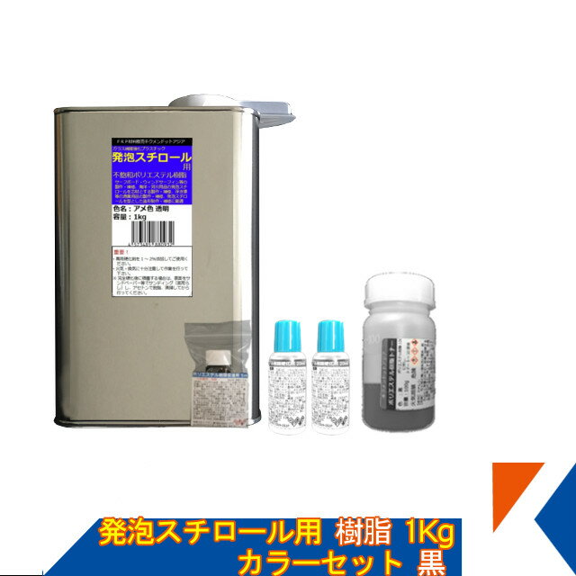 キクメン FRP 発泡スチロール用樹脂1Kg（促進剤付き） カラーセット 黒 トナー・硬化剤付き 送料無料