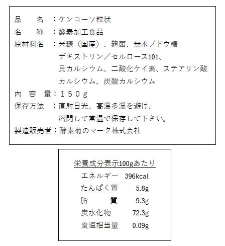 【酵素 菊のマーク】ケンコーソ 粒状 150g　粒状でカリっと食べやすい　続けてこそ...