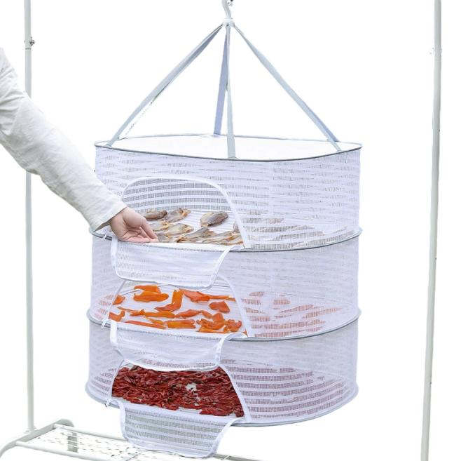 干しかご ひもの 干し網 1段/2段/3段/4段 野菜 梅干し 干物 アウトドア 保存 乾燥 折りたたみ 干し網 ..