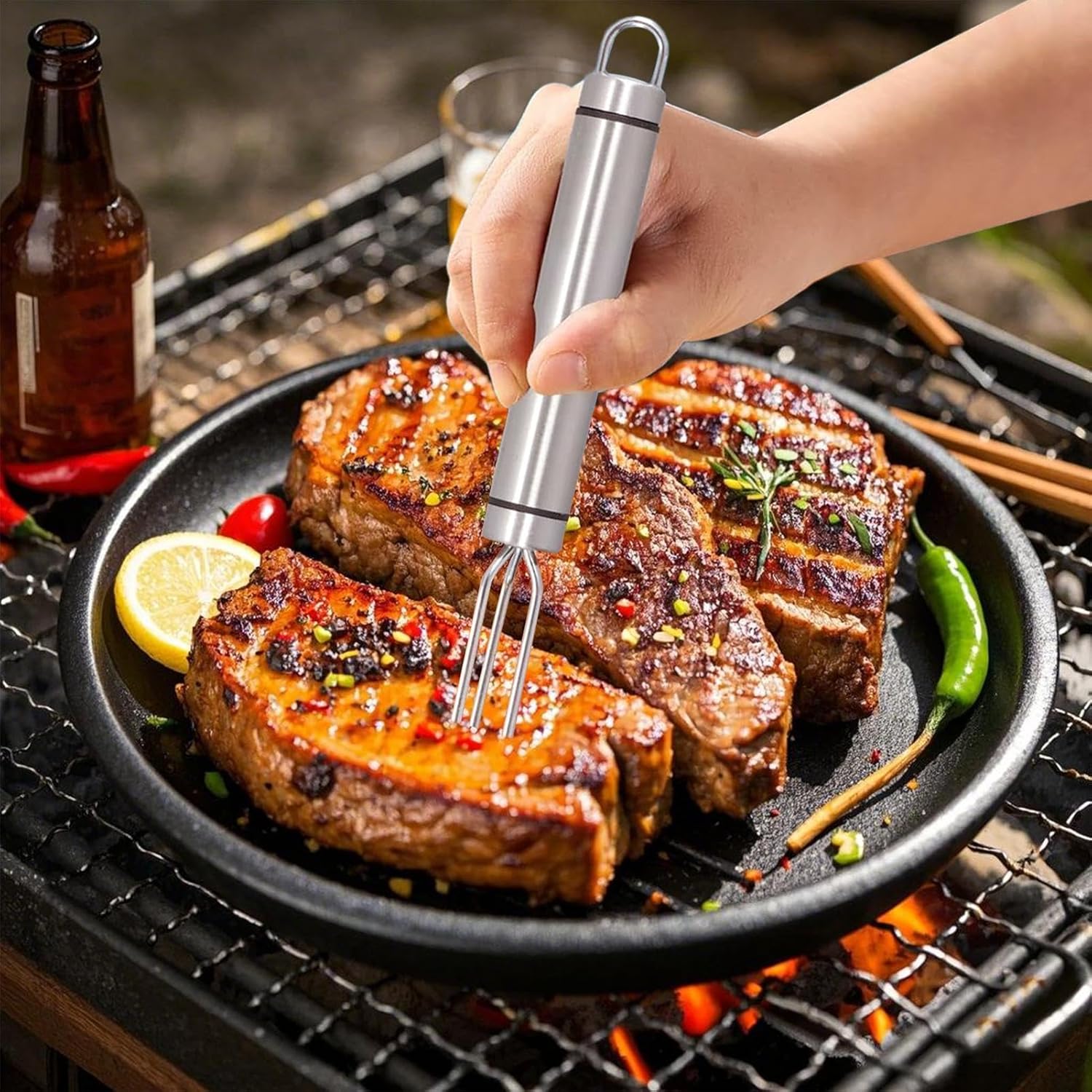 穂軸のトウモロコシのコーンホルダー、穂軸ホルダーのトウモロコシ 穂軸上のトウモロコシのための再利用可能なステンレス鋼のコーン串 | ポータブルバーベキューグリルバーベキューツール、キッチンツール、多機能キッチンガジェット kikushop-10002173 きくショップ楽天市場店 サンプル画像2