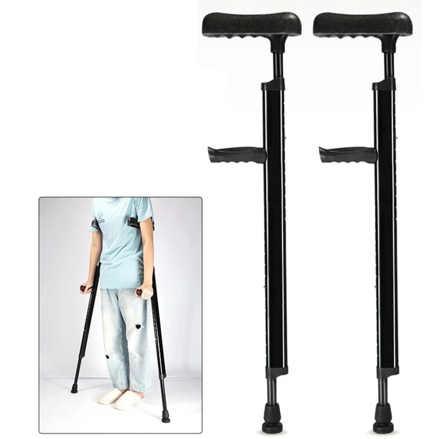 松葉杖 脇 介護杖 F型 介護補助 歩行補助 耐荷重量は130kg 適応身長 140~185cm 2本組