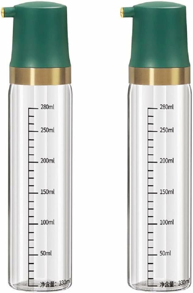 家庭用調味料ボトル エアオイルコントロールボトル ガラス調味料瓶 オイルボトル 醤油瓶 酢瓶 330ml*2..