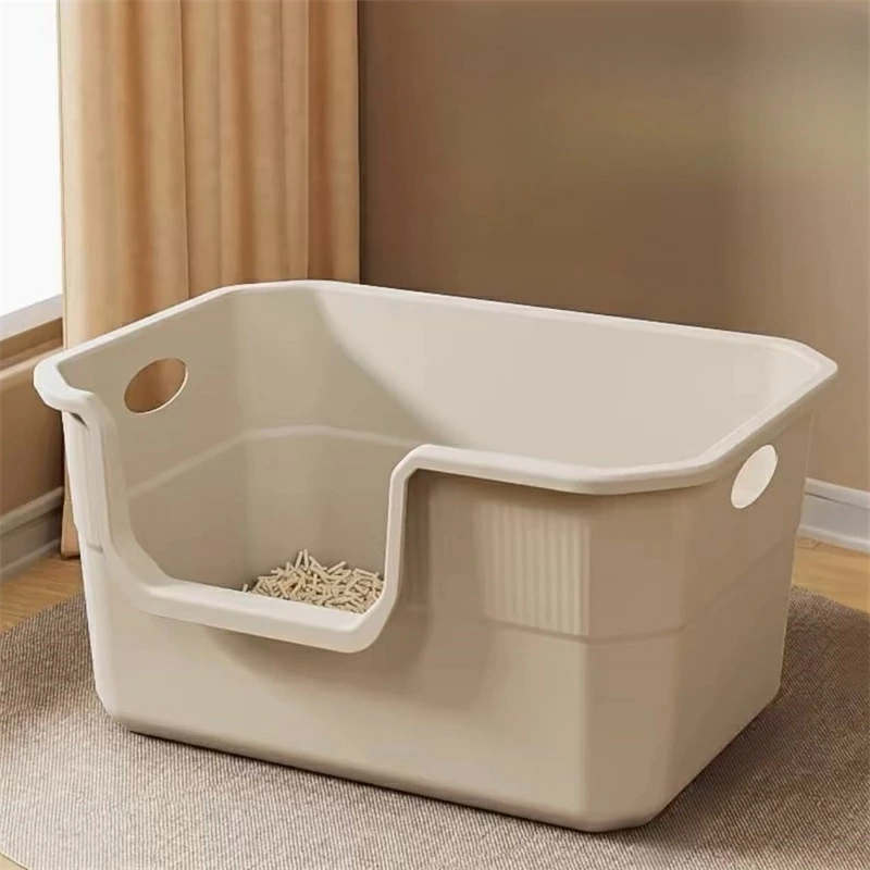 猫用トイレ 大型 オープンタイプ 大きい猫 多猫 トイレ本体 簡単掃除 清潔 飛散防止 一体成形 幅42×奥2..