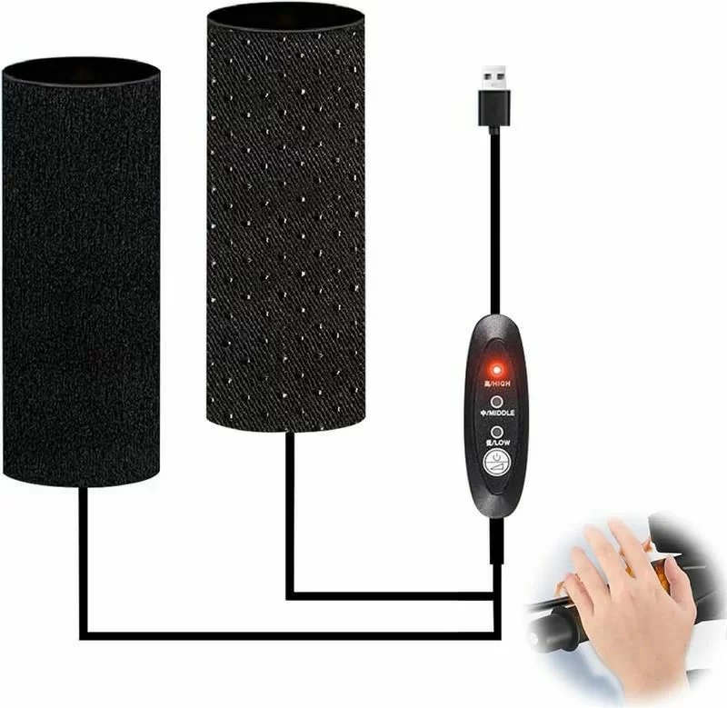 グリップヒーター バイク用 ハンドルヒーター 巻き付け usb給電 3段階温度調整 速暖 脱着簡単 強力防水..