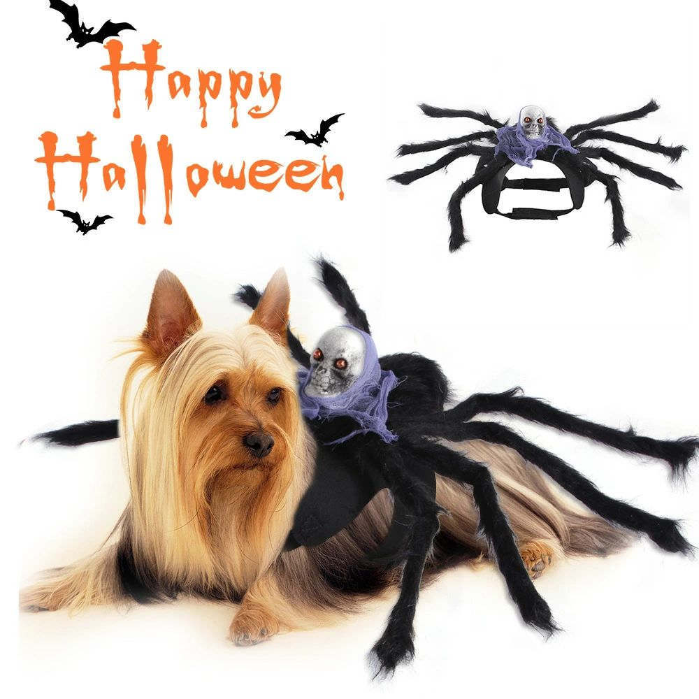 乐天商城 - 送料無料 ペットの服 ハロウィン Halloween 蜘蛛 クモ ドクロ 髑髏 どくろ 全3サイズ 5カラー マジクタイプ 着ぐるみ 可愛い 犬猫ハット ペット用コスプレ 着脱簡単 犬 猫 犬 キュート ドッグウェア 面白い 撮影道具 おしゃれ 着せ替え 変身グッズ パーティー