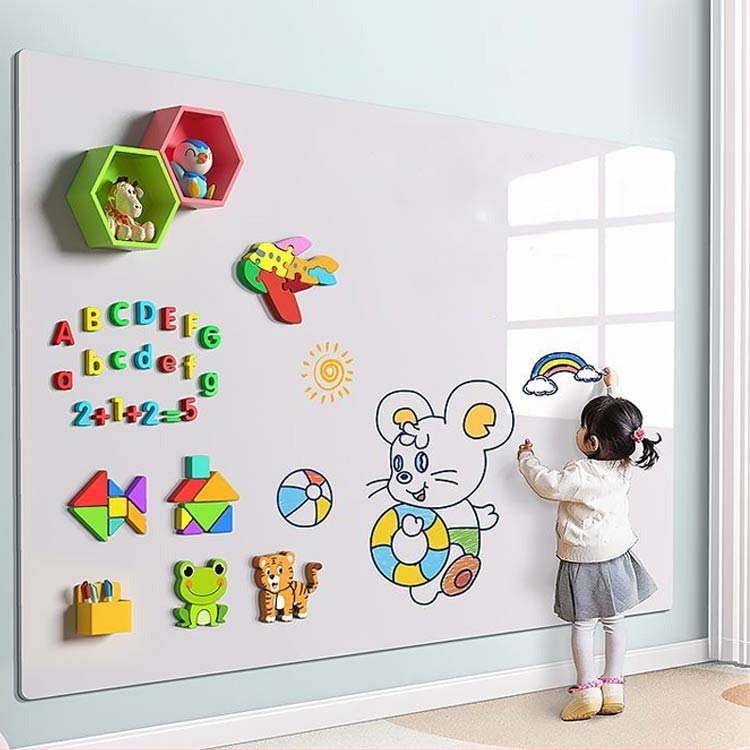 マグネット対応 貼って剥がせる 薄型ボード シール お絵かきボード シート シート 枠なし 壁に貼る お絵かき 自由に裁断 カットできる 壁紙 粘着式 マグネット 落書き 掲示板 DIY ホワイトボード 自由に裁断 掲示板 2