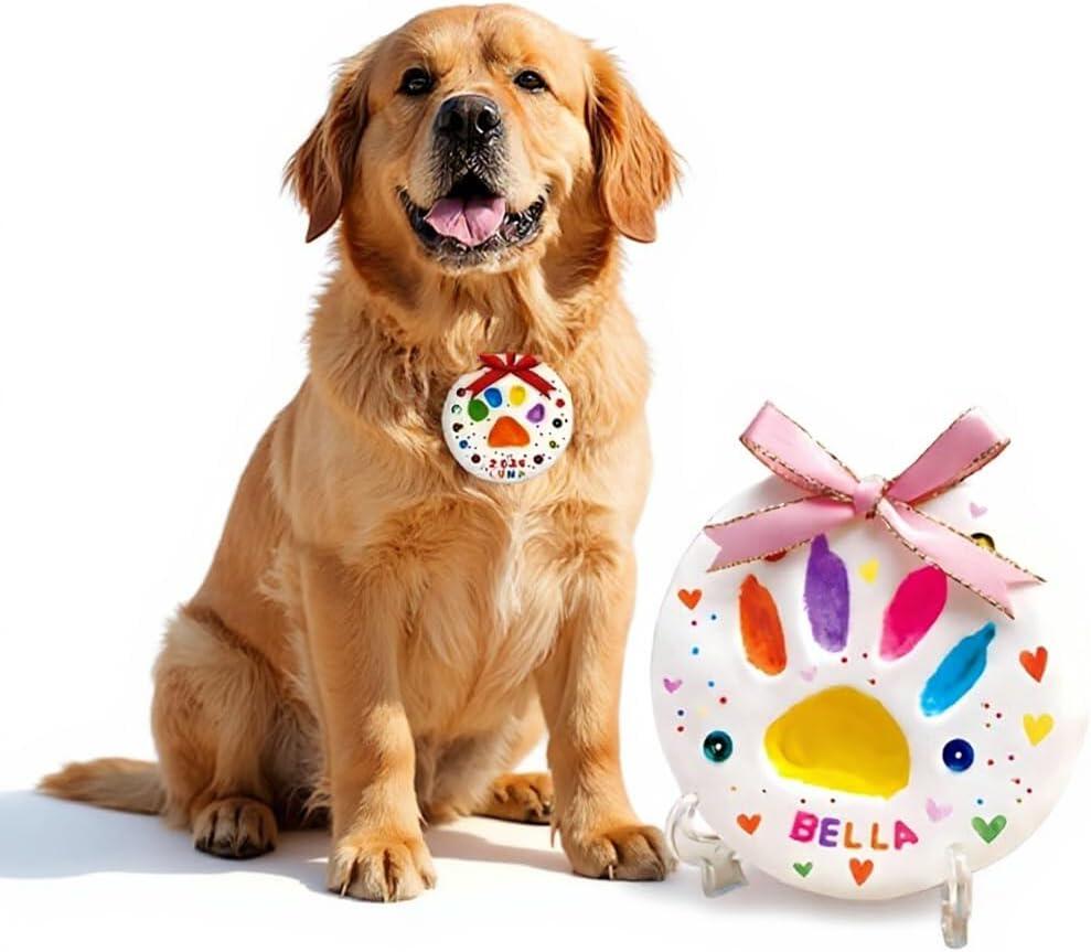 ペット足跡メモリアルキット リボン付き 置き掛け兼用 肉球スタンプ 足跡 手形足形取り 思い出作り オーナーズグッズ おててプリント お飾り 犬 猫 うさぎ 小鳥 小動物 記念品 誕生日 プレゼント ギフト