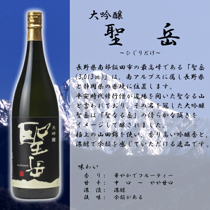 日本酒 長野の地酒　喜久水　大吟醸　聖岳　720ML　箱なし　4合　中瓶　サイズ 2