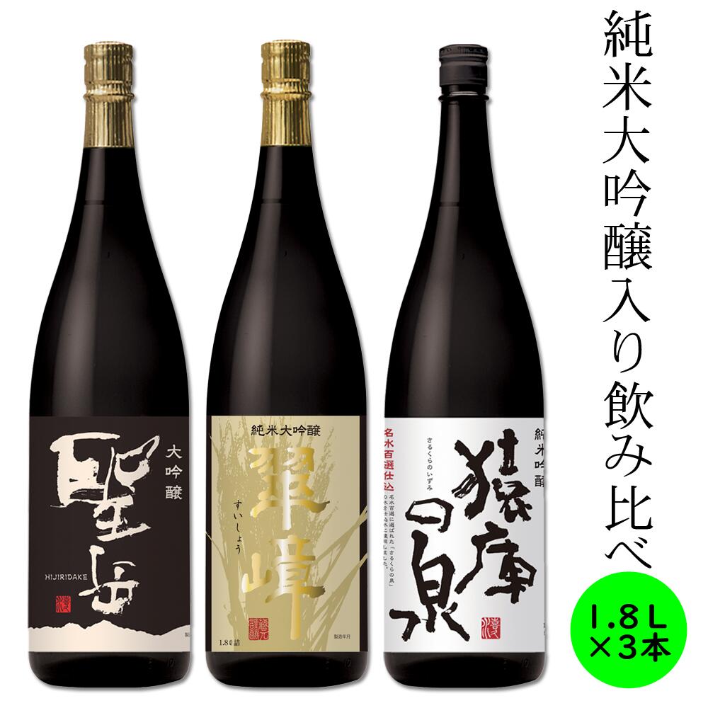 飲み比べ セット 純米大吟醸 大吟醸 純米吟醸 日本酒 プレミアム 送料込み 長野 地酒 喜久水 高級酒 1.8L 各1本 翠嶂 聖岳 猿庫の泉 プレゼント お歳暮 お中元 手土産 ギフト 父の日 母の日 バ…