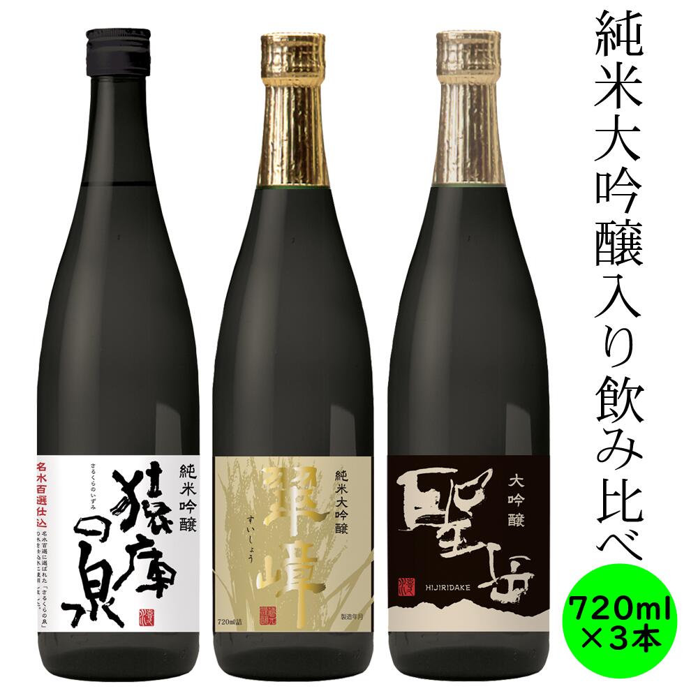 飲み比べ セット 純米大吟醸 大吟醸 純米吟醸 日本酒 プレミアム 送料込み 長野 地酒 喜久水 高級酒 720ml 各1本 翠嶂 聖岳 猿庫の泉 プレゼント お歳暮 お中元 手土産 ギフト 父の日 母の日 バレンタイン 敬老の日 内祝い 送料無料 ハレの日 お正月 忘年会 新年会 宴会