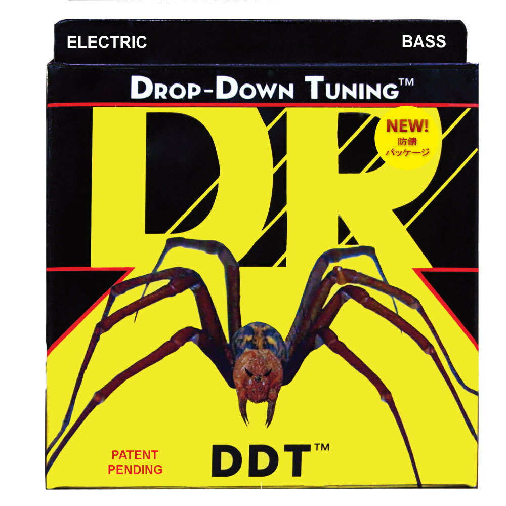 DR StringsDDT5-45 5STRING MEDIUM45-65-85-105-125 「Nothing drops like a spider from its web ?」 ディーディーティーシリーズは非常にクリアな低音と煩わしいファインチューニングからの解放を実感できるドロップダウンチューニング用に開発された弦です。 シリーズの最大の特徴はAccurate Core Technology&#169; (ACT&#169;)でコア材を極限まで研磨し、実現した「不気味な程に、安定するチューニング」。 DRの歴史で培われた伝統技術でヘクスコア材にニッケルプレート材がハンドワウンドされたシリーズです。 5