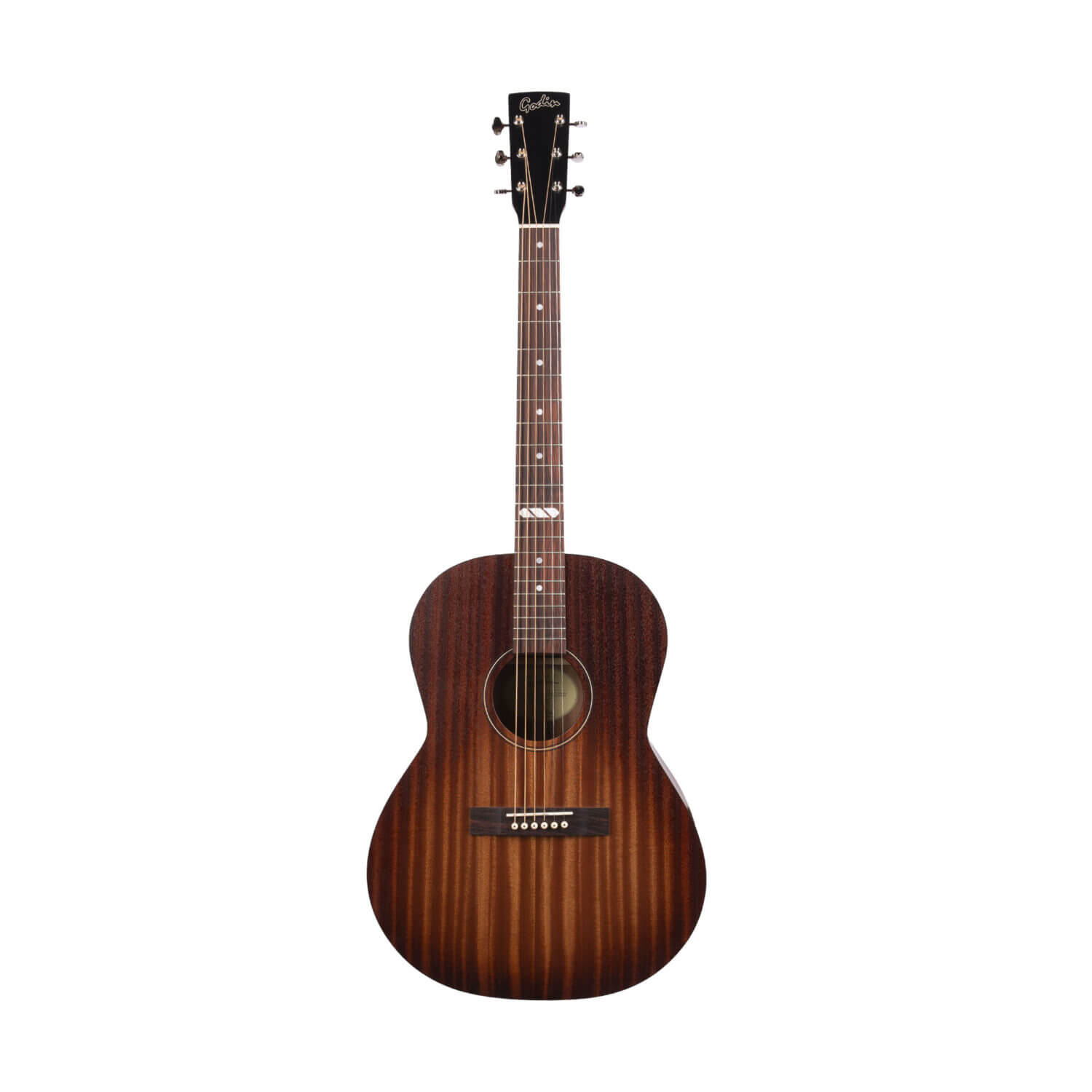 Godin Mahogany Folk Rustic Burst A/Eは、カナダのAcoustic Atelierで熟練のルシアーが最高品質のトーンウッドを使用して製作したフォークサイズのエレクトリックアコースティックギターです。このギターはソリッドマホガニーのトップ、バック、サイドを採用し、マホガニー特有のウォームでバランスの取れた音色を特徴としています。Fishman Presys VTピックアップを搭載し、サウンドホール内に配置された音量とトーンコントロールにより、演奏中の調整が容易です。ブルース、ポップ、カントリー、フィンガースタイルなど、多岐にわたる音楽ジャンルに適しています。 【特徴】 ・オールソリッドマホガニーボディ: ウォームでリッチなトーンを提供し、幅広いジャンルでの使用に最適 ・Fishman Presys VTピックアップ: 効果的な音量とトーンの調整が可能で、ライブやレコーディングにも対応 ・快適な演奏性: フォークサイズのボディは抱えやすく、長時間の演奏にも適しています ・フィンガーボードとブリッジ: 高品質のローズウッドを使用し、優れた耐久性とプレイアビリティを実現 【注意点】 ・エレクトロニクスの取り扱い: Fishman Presys VTシステムの適切な操作とメンテナンスが必要です。定期的なチェックと適切な設定調整で、最良のパフォーマンスが保たれます ・初期セットアップ: 工場出荷時のセットアップから調整が必要な場合があります。特に新しい弦への交換やアクションの調整が推奨されます ・保守: セミグロスフィニッシュは定期的な清掃が必要で、外観を長持ちさせるために適切なケアが求められます トップ材: ソリッドマホガニー サイド材: ソリッドマホガニー バック材: ソリッドマホガニー ネック材: シルバーリーフメイプル フィンガーボード材: ローズウッド フィンガーボードR: 16"(406.4 mm) フレット数: 21 サドル材: Graphtech ナット材: Graphtech ナット幅: 1.72"(43.688 mm) スケール: 24.84"(630.936 mm) ブリッジ: ローズウッド ピックアップ: Fishman Presys VT コントロール: Volume/Tone フィニッシュ: セミグロス 初期セットアップ弦: DR strings VTA-12(12-54) 製品サイズ: 1102 x 375 x 115 mm (ボディ厚：83-102mm) 製品重量: 2070g パッケージサイズ: 116 x 50 x 21 cm 総重量(パッケージを含む): 6kg 付属品: レンチ、ギグバッグ 生産国: カナダ