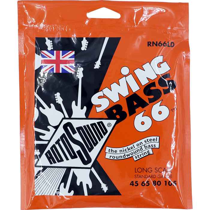 ロトサウンドのベストセラーであるSwing Bass 66のニッケルコーティング仕様弦です。 ジェームズ・ハウとジョン・エントウィッスルによって完成され、業界標準となったラウンドワウンド弦です。 ブライトで、パンチがあり、高エネルギーなサウンドのSwing Bass 66弦は初期ロックの歴史において主要な役割を担い、ベースプレイヤーの立ち位置を後列からステージの正面へ変化させました。 Spec 巻線材 ニッケルプレートスチール RN66LD ゲージ：45 - 65 - 80 - 105