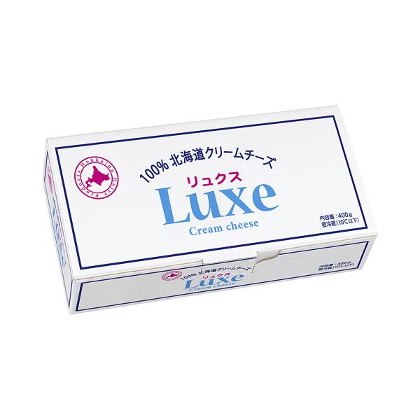 【クール便】 ■商品について 良質な原料を惜しみなく使用したフレッシュな味わい、 贅沢な美味しさのリュクス（Luxe）チーズです。 北海道の恵まれた自然の中で育まれた、 良質な生乳を100％使用し創り上げました。 塩分を控えめに口どけ良いクリーミーな味わいが特徴です。 &nbsp; 種類別 プロセスチーズ 内　容　量 400g 原　材　料 生乳(北海道産)、食塩／乳化剤 保存方法 冷蔵庫10℃以下で保存してください。 使用上の注意 開封後は早めにお召し上がりください。 アレルギー物質：乳 配送方法 冷蔵 製造者 北海道乳業株式会社 北海道函館市昭和3-6-6 原産国 日本 賞味期限 配送時より30日以上