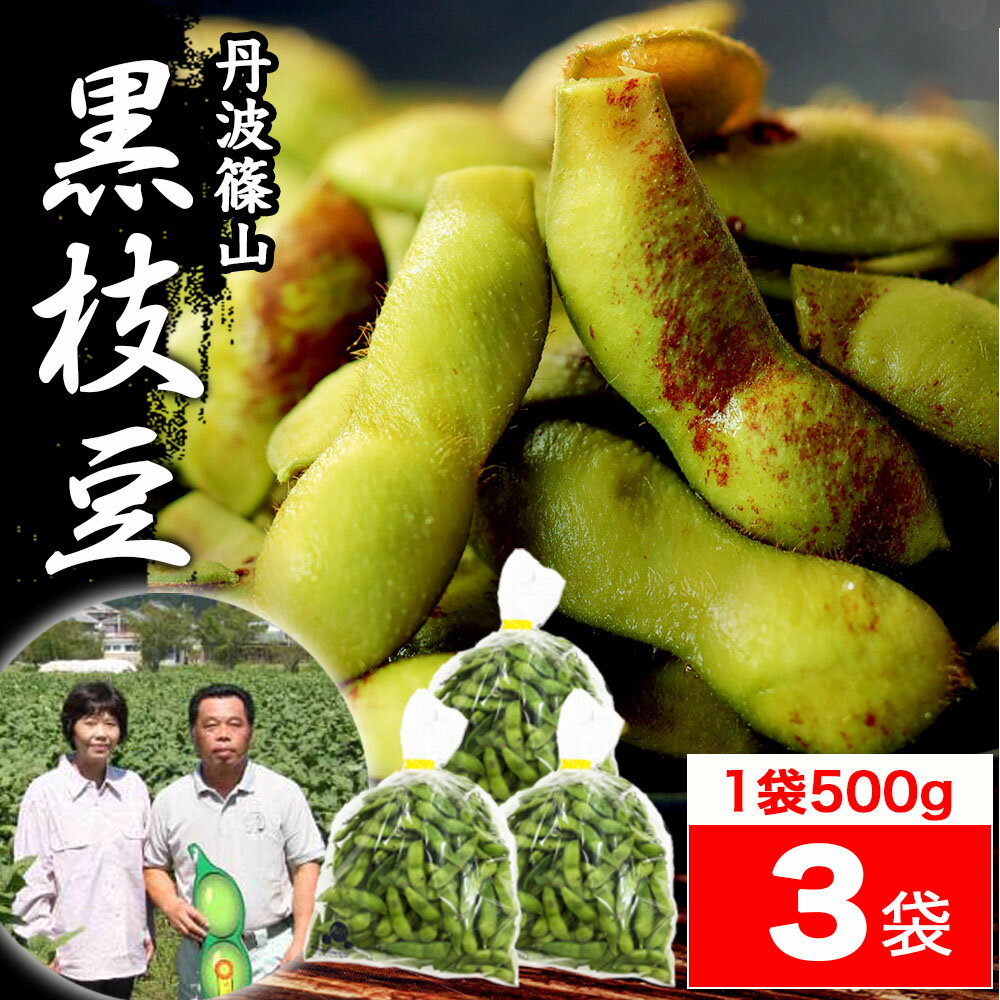 2023 販売開始【送料無料 数量限定】丹波篠山 黒枝豆 ＜ 枝豆 500g × 3袋 ＞ h-3 もっちり 大粒 丹波 黒豆 枝豆 丹波黒 黒大豆 濃厚 うまい 美味しい ！ （さやのみだから調理が楽） 旬 おすすめ ご当地 お取り寄せ グルメ 通に人気のサムネイル