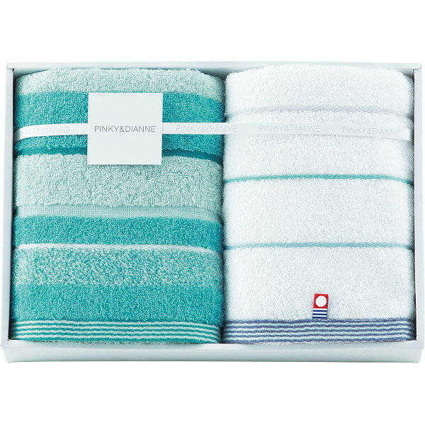 【50%OFF 在庫限りの超特価】 今治タオル ピンキー＆ダイアン フェイスタオル2枚セット＜グリーン＞PD-17200 [ギフト 引き出物 引出物 内祝い 結婚内祝い 出産内祝い 引越し ご挨拶 お返し 粗供養 満中陰志 快気敬老 祝い] [のし 包装 カード無料]のサムネイル