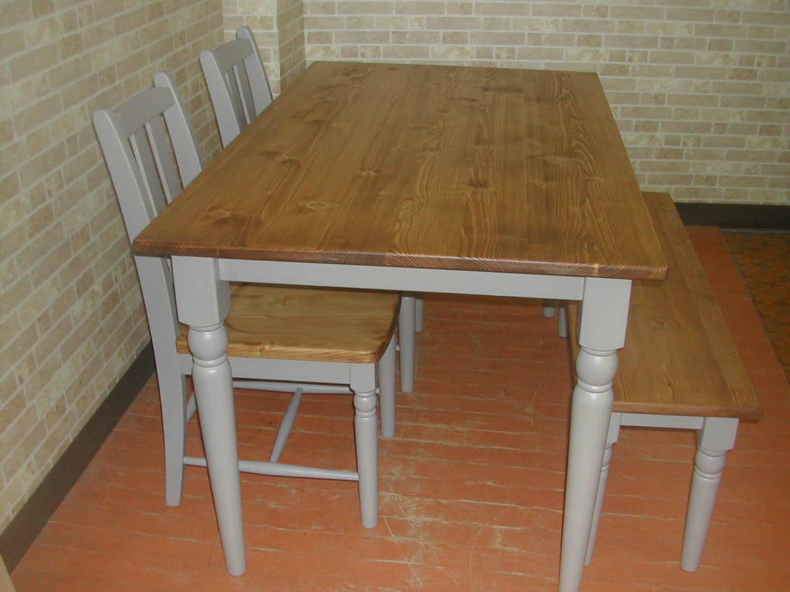 [送料無料!]フレンチカントリー調・ダイニング4点・食卓テーブルセット・ベンチ・4人用