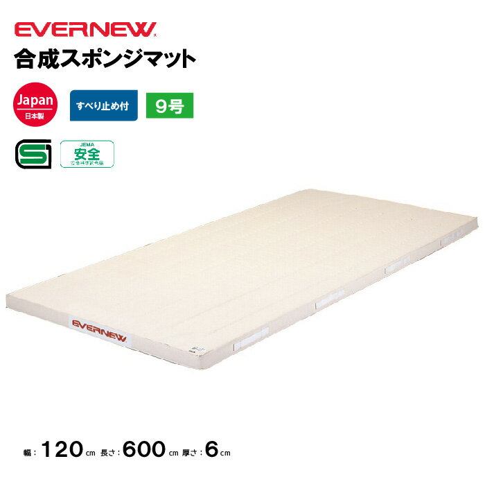 【法人限定】体操マット 合成スポンジマット 滑止付 幅120×長さ600×厚さ6cm 9号帆布 エバニュー EVERNEW 体操マット 体育 学校 日本教材備品協会安全基準適合品 体育施設 体操教室 体育用品 EKM295