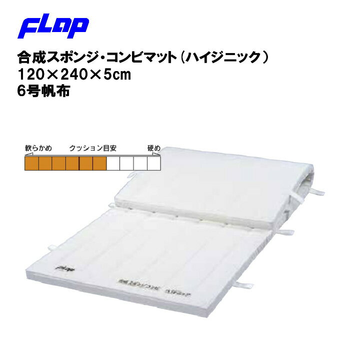 【法人限定】体操マット 教育マット 体育 運動 抗菌 防臭 FLAP 仲條 スポーツ施設 学校 部活動 教育施設 体操教室 合成スポンジ・コンビマット(ハイジニック）120×240×5cm 6号帆布 F112