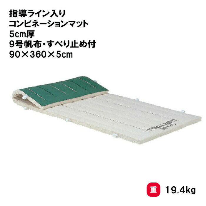 体操マット 教育マット 授業マット マット 体操 授業 学校 幼稚園 保育園 施設 TOEILIGHT トーエイライト 指導ライン入りコンビネーションマット 5cm厚 9号帆布・すべり止め付 90×360×5cm T-1331 法人限定