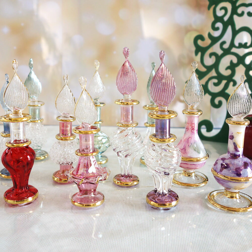 香水瓶 エジプトガラス クリスマス ギフト プレゼントおすすめ3本セット 8〜9cm×2cm エジプト土産 パフュームボトル トルコ 雑貨トルコ土産 ビン びん...