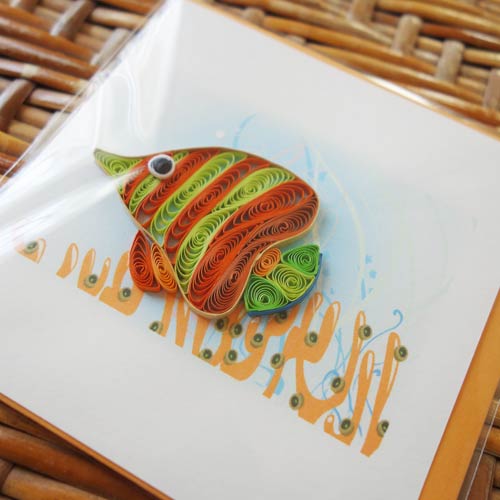 ゆうパケット発送！クイリング　ペーパーペーパー　クイリングベトナム カードLポストカード おしゃれ　グリーティングカードアジアン雑貨ハンドクラフト