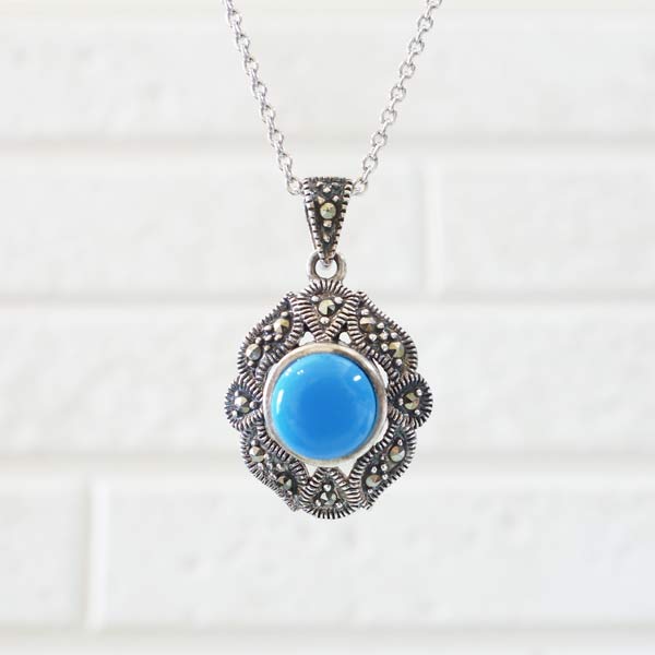 ターコイズ ペンダント トルコ石 ペンダントトップ シルバー925 マルカザイトトルコ お土産 トルコ雑貨 ギフト プレゼント 12月誕生石 送料無料