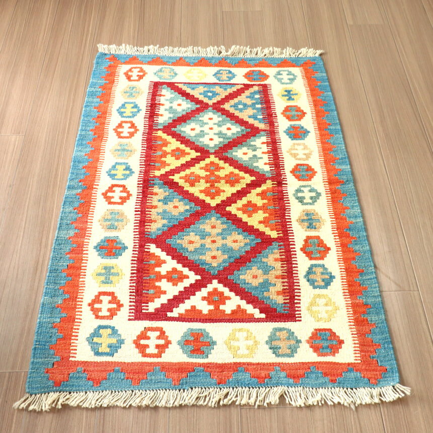 Rakuten - 【15%OFFクーポン対象】カシュカイキリム イラン 手織り幾何学モチーフ　玄関マット