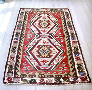 トルコの手織りキリム アダナ185×108cm2つのエリベリンデ