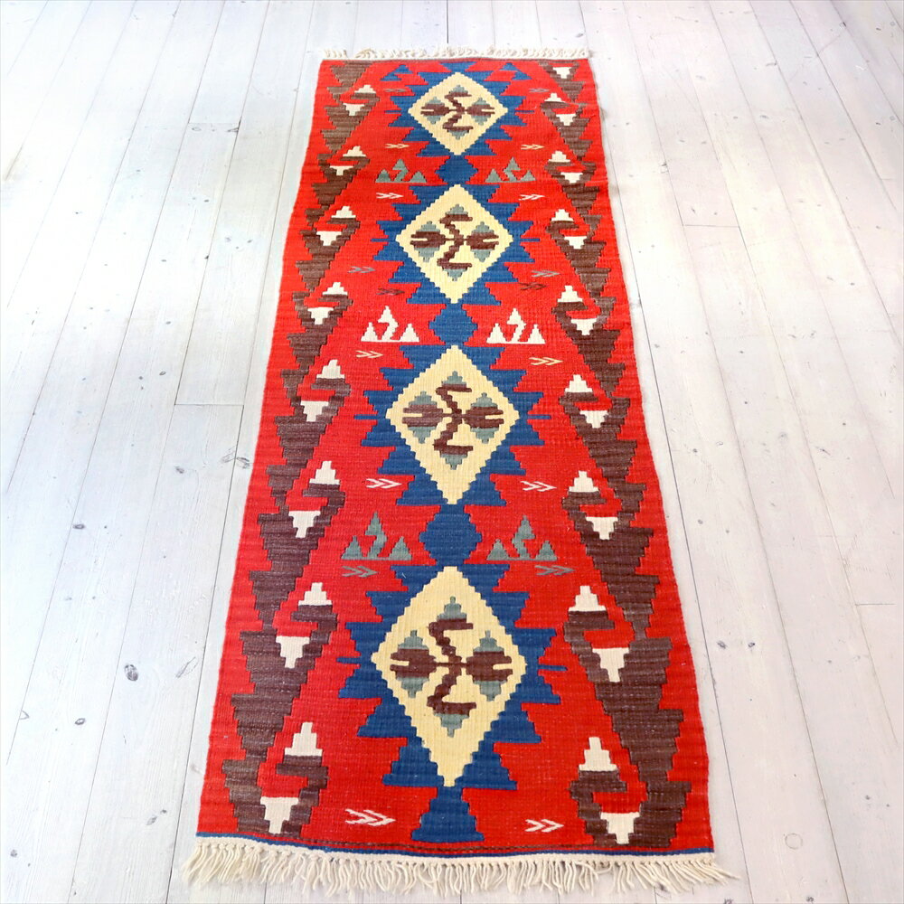 トルコの手織りキリム カイセリ192×62cmイーブルアイ
