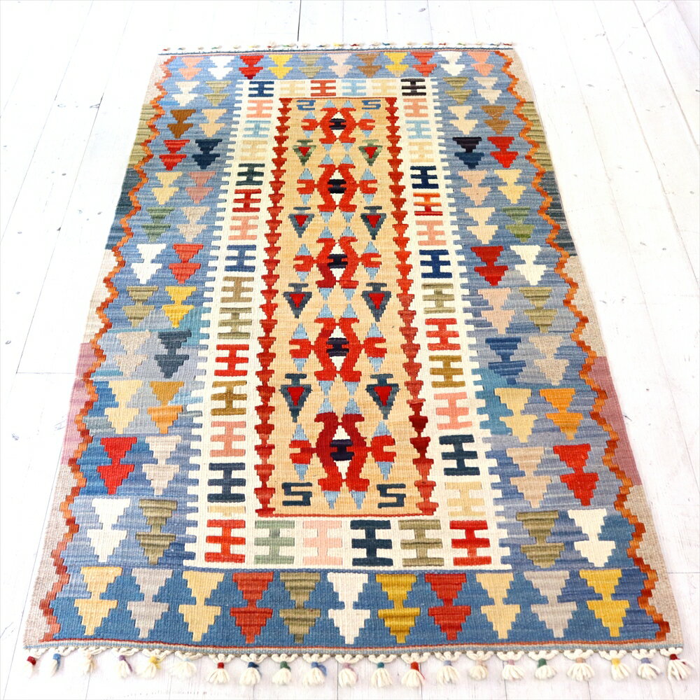 【15%OFFクーポン対象】やわらかな織りのカイセリ産キリム セッヂャーデ160×91cm狼の足跡