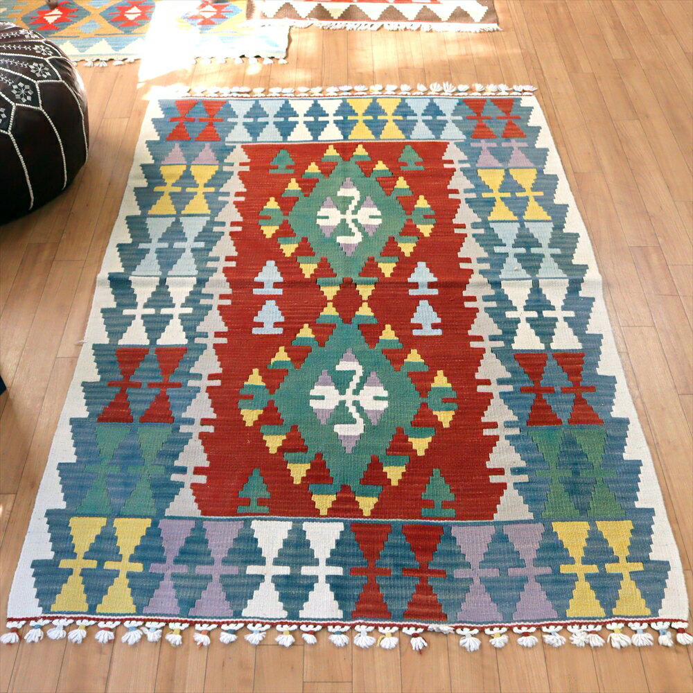 Cotton, Indian Cotton - トルコの手織りキリム159×111cmカイセリ セッヂャーデ