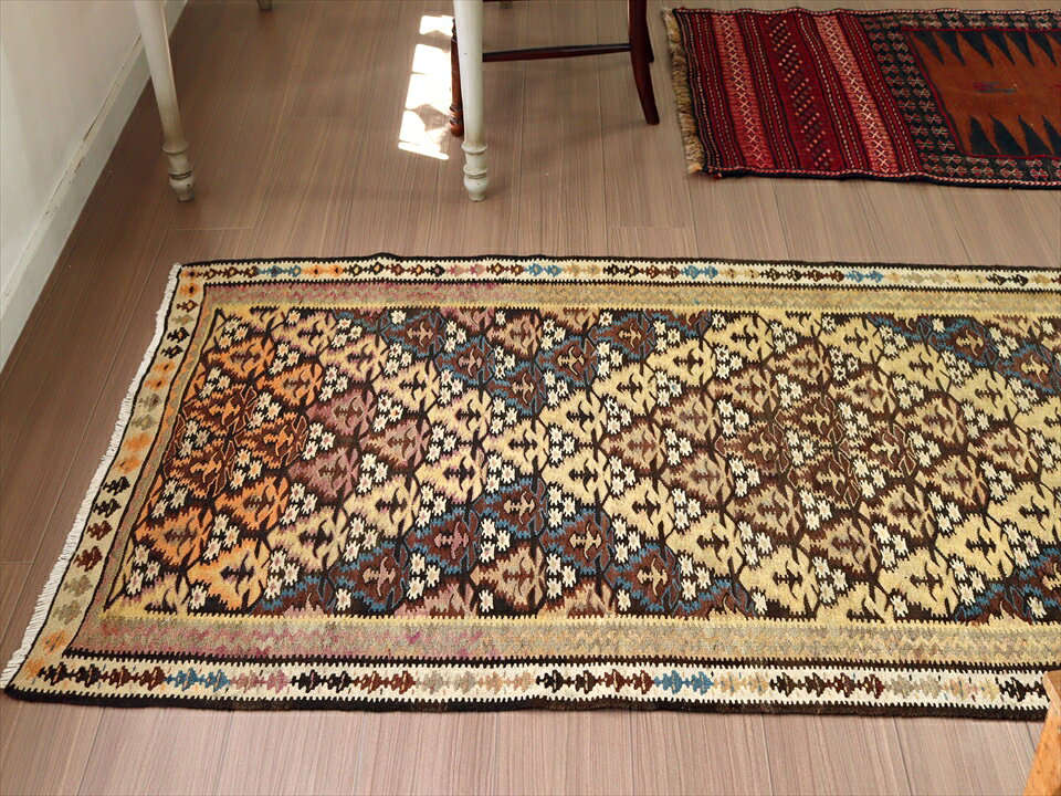 オールドキリム ガズビン277×96cm連なる小さな花束のモチーフ kilims-10211381 ガラタバザール(キリム&ラグ) サンプル画像3