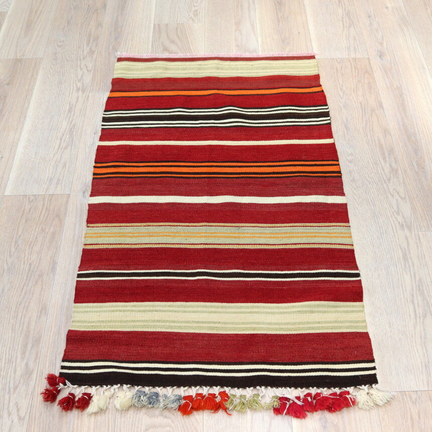 Rakuten - 【15%OFFクーポン対象】オールドキリム シリフケ ストライプ 123×68cm 細かく薄手の織り テント布