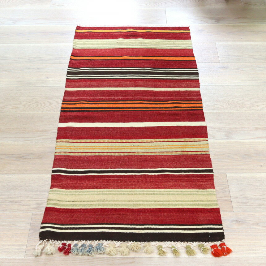 Rakuten - 【15%OFFクーポン対象】オールドキリム シリフケ ストライプ 137×68cm 細かく薄手の織り テント布