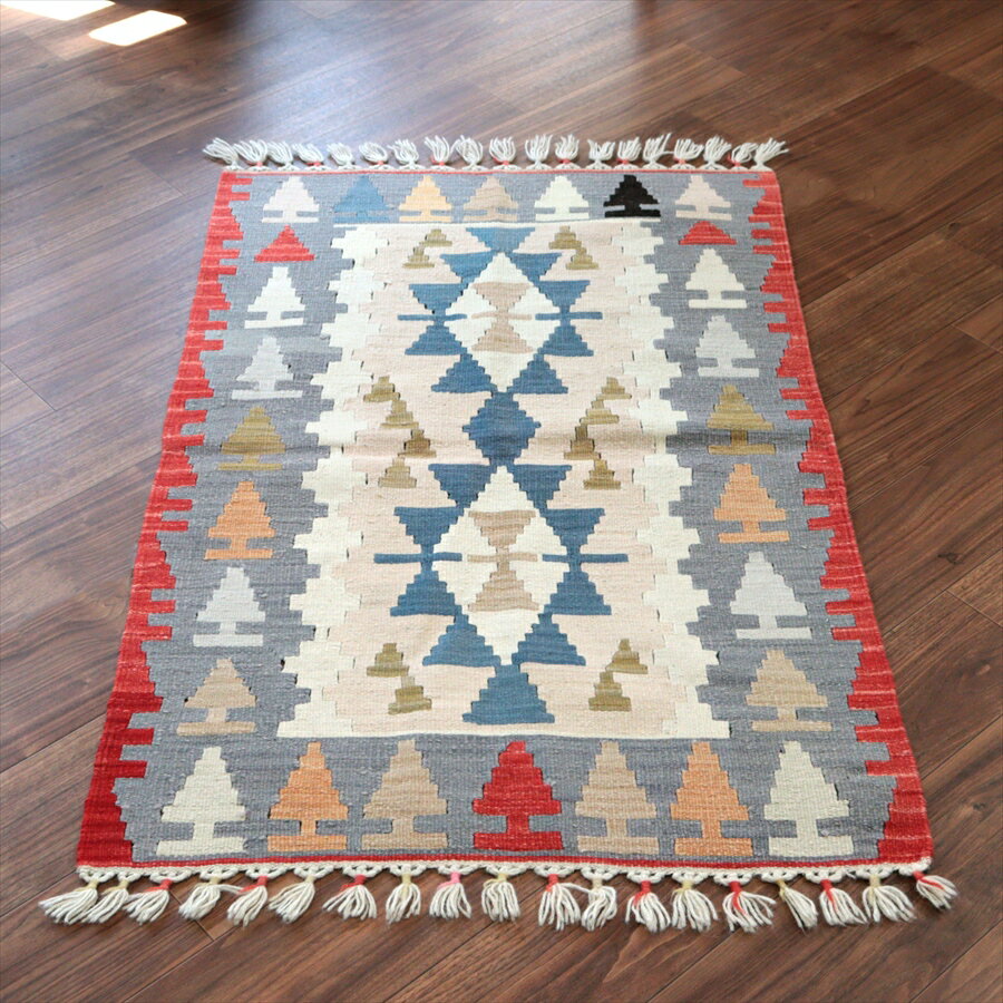 Rakuten - カイセリ産手織りキリム 124×79cm トルコの手織りラグ