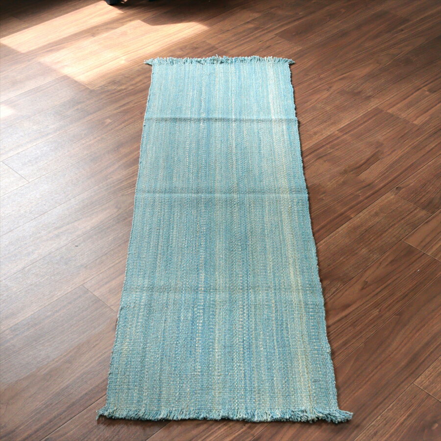 Rakuten - トルコの手織りキリム カルス 158×49cm ブルーグラデーション