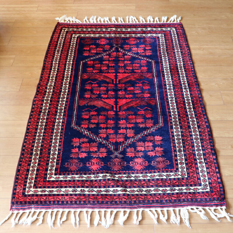 261 cm X 352 cm - 【15%OFFクーポン対象】ヤージベディル　トルコ絨毯/トライバルラグ 186x112cm ブルー＆レッド